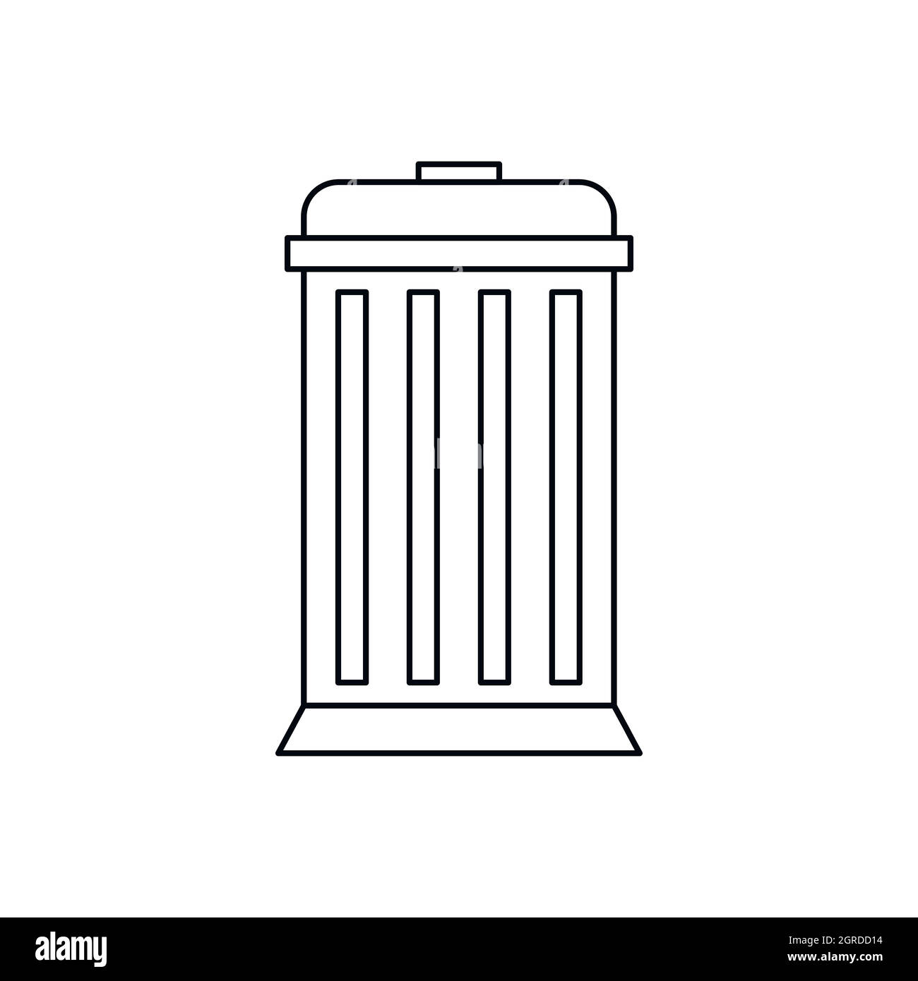 Green trash bin with lid icon, outline style Stock Vector Image & Art ...