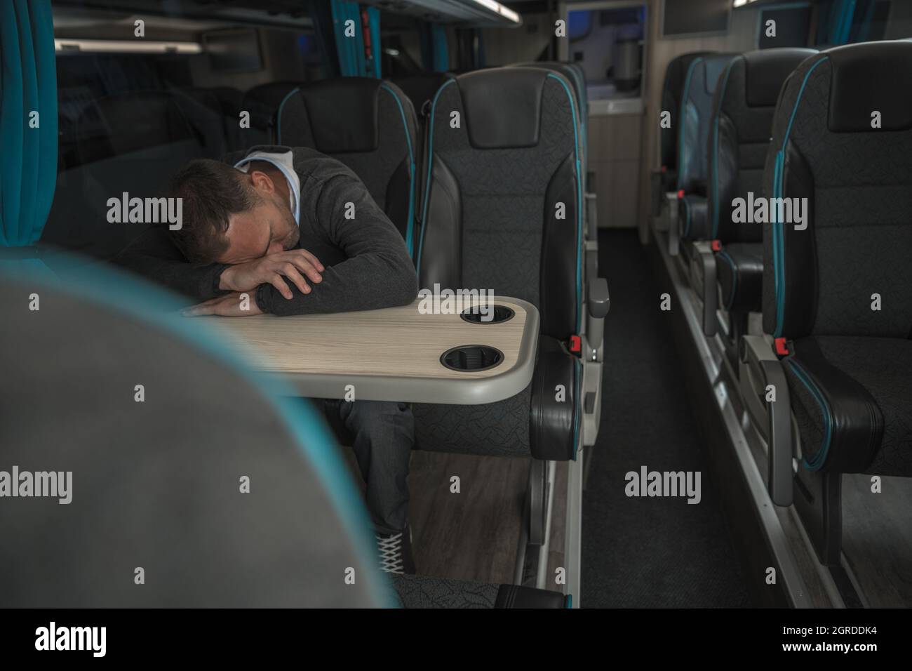 Businessman Sleeping In Bus Stock Photo Alamy