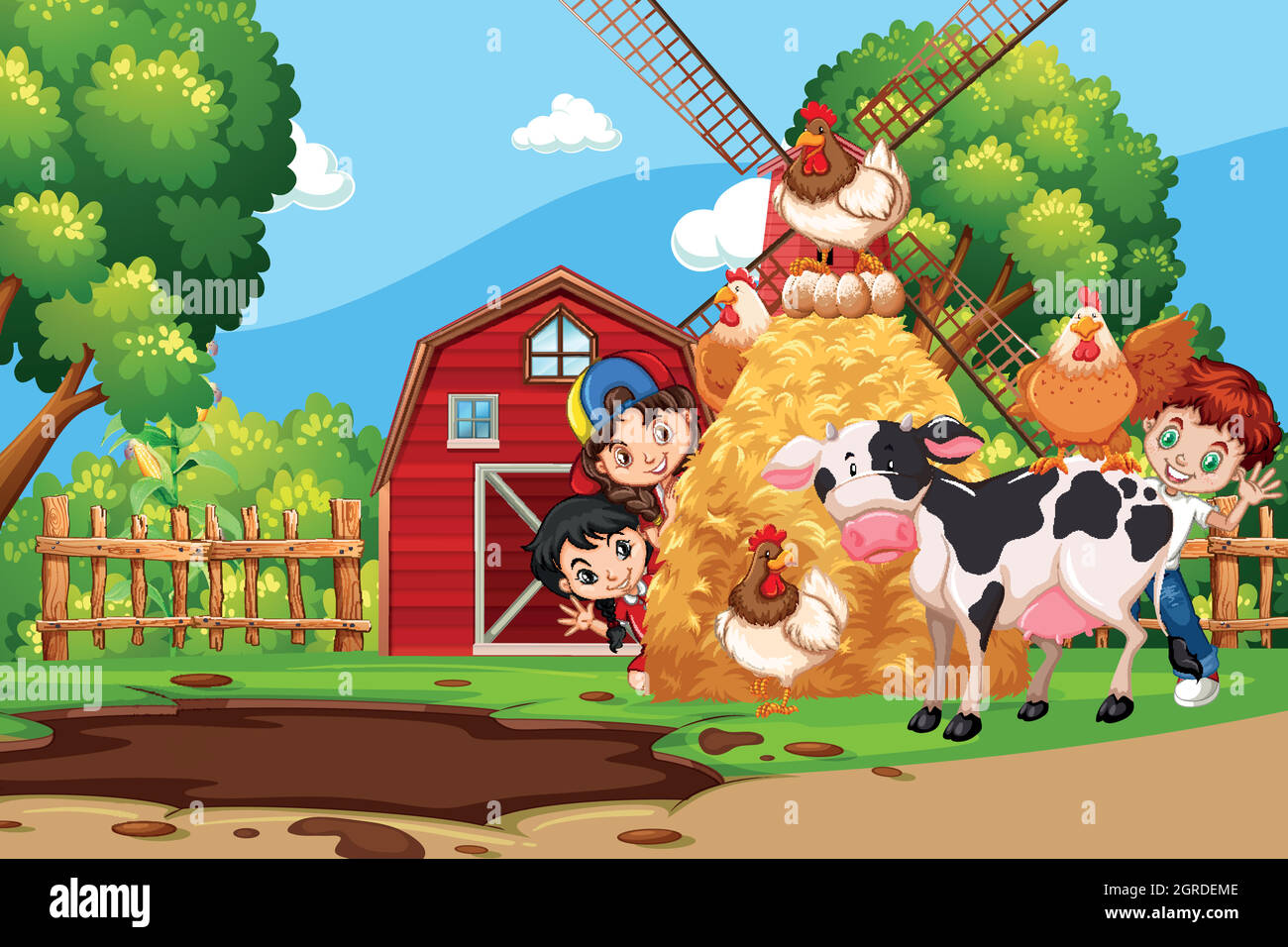 Children in the farm Stock Vector Image & Art - Alamy