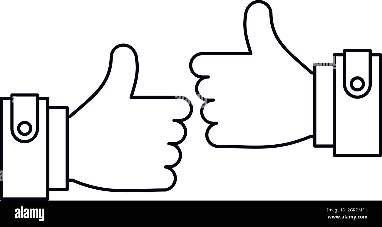 Male hands showing Ok sign icon, outline style Stock Vector