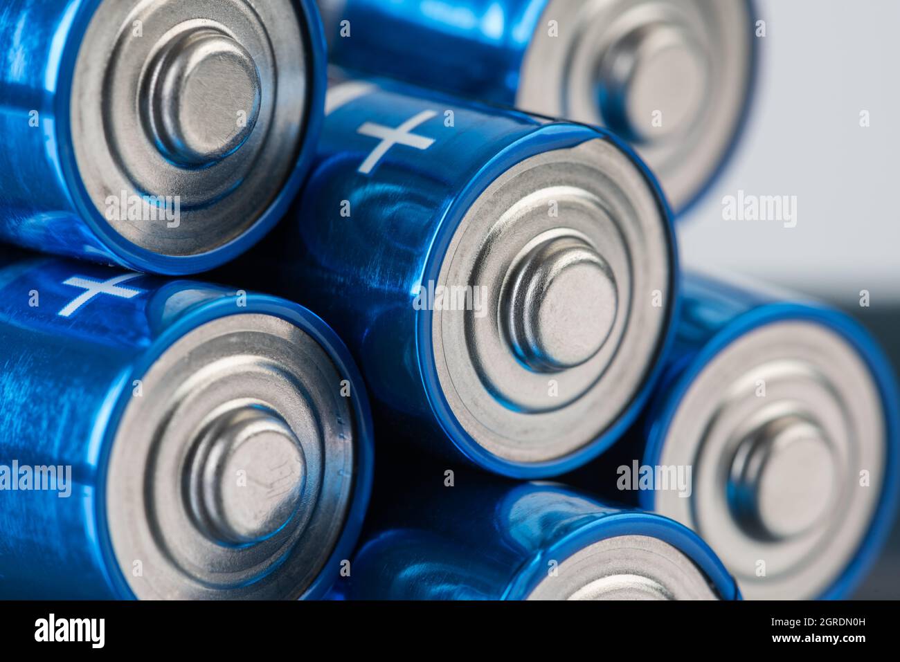 Macro view set of alkaline battery AA size Stock Photo
