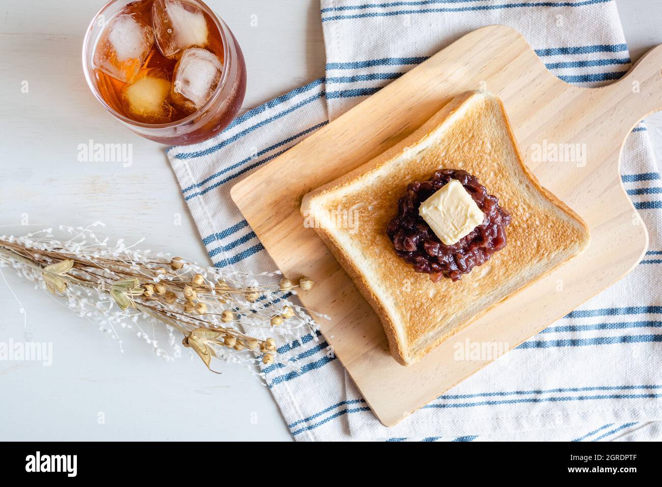 Japanese Toasted Bread With Azuki Red Beans And Butter Stock Photo Alamy