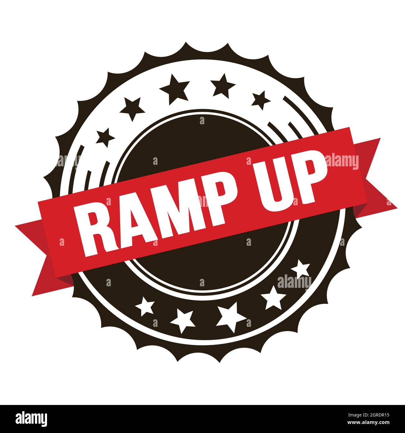 RAMP UP text on red brown ribbon badge stamp Stock Photo Alamy