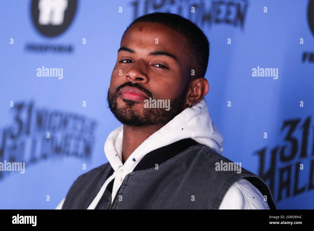 LOS ANGELES, CALIFORNIA, USA - SEPTEMBER 30: Actor Trevor Jackson arrives  at the Freeform 'Halloween Road' Talent And Press Preview Night held at the  Heritage Square Museum on September 30, 2021 in