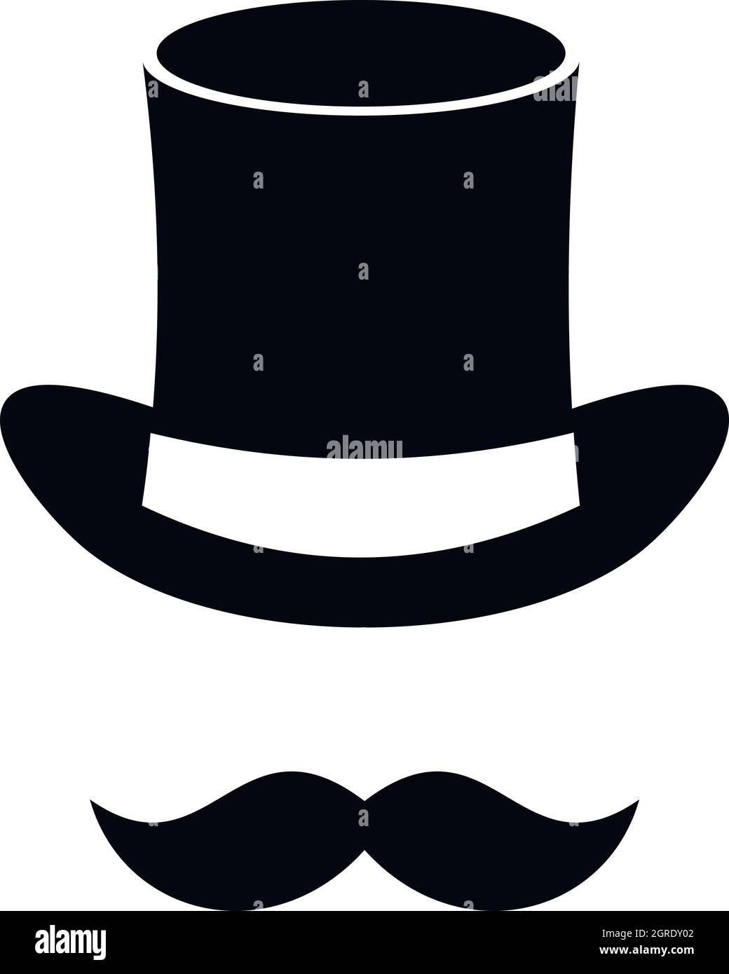 Magic black hat and mustache icon, simple style Stock Vector