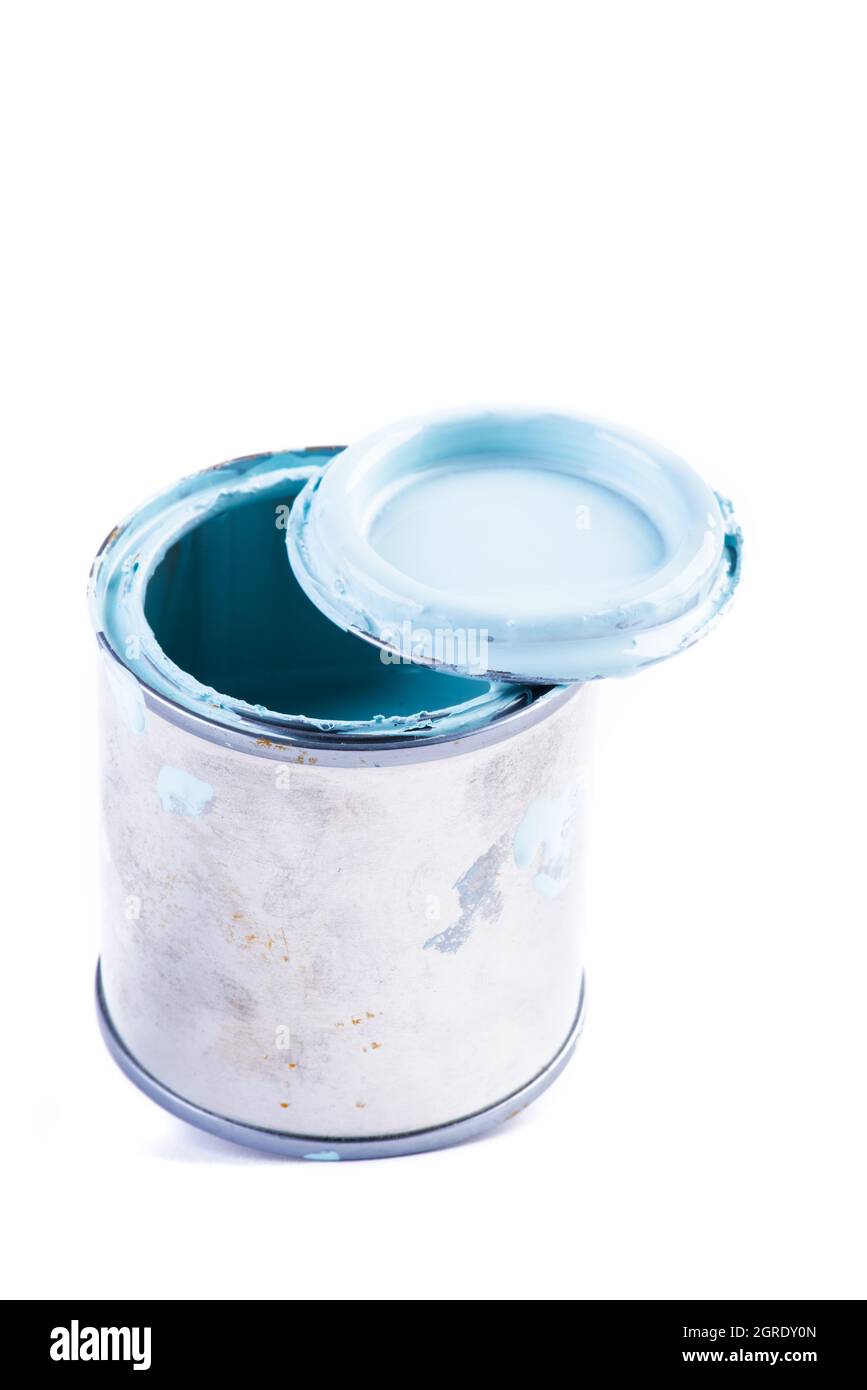 Open can of paint isolated on white background Stock Photo Alamy