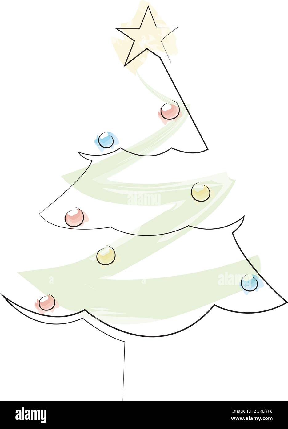 Christmas holiday tree with star single line art vector icon for apps and websites. Stock Vector