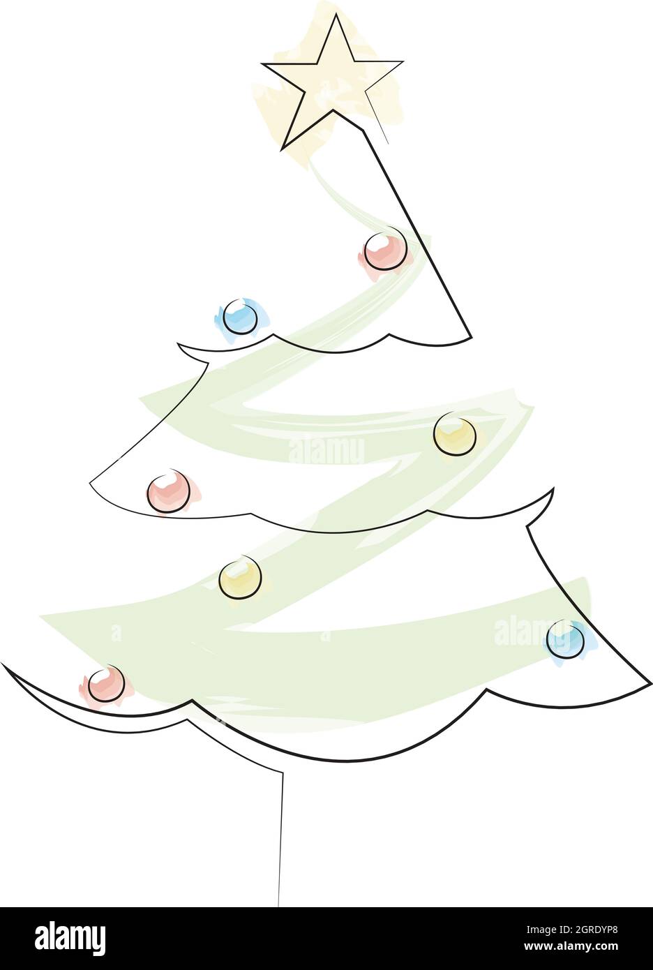 Christmas holiday tree with star single line art vector icon for apps ...