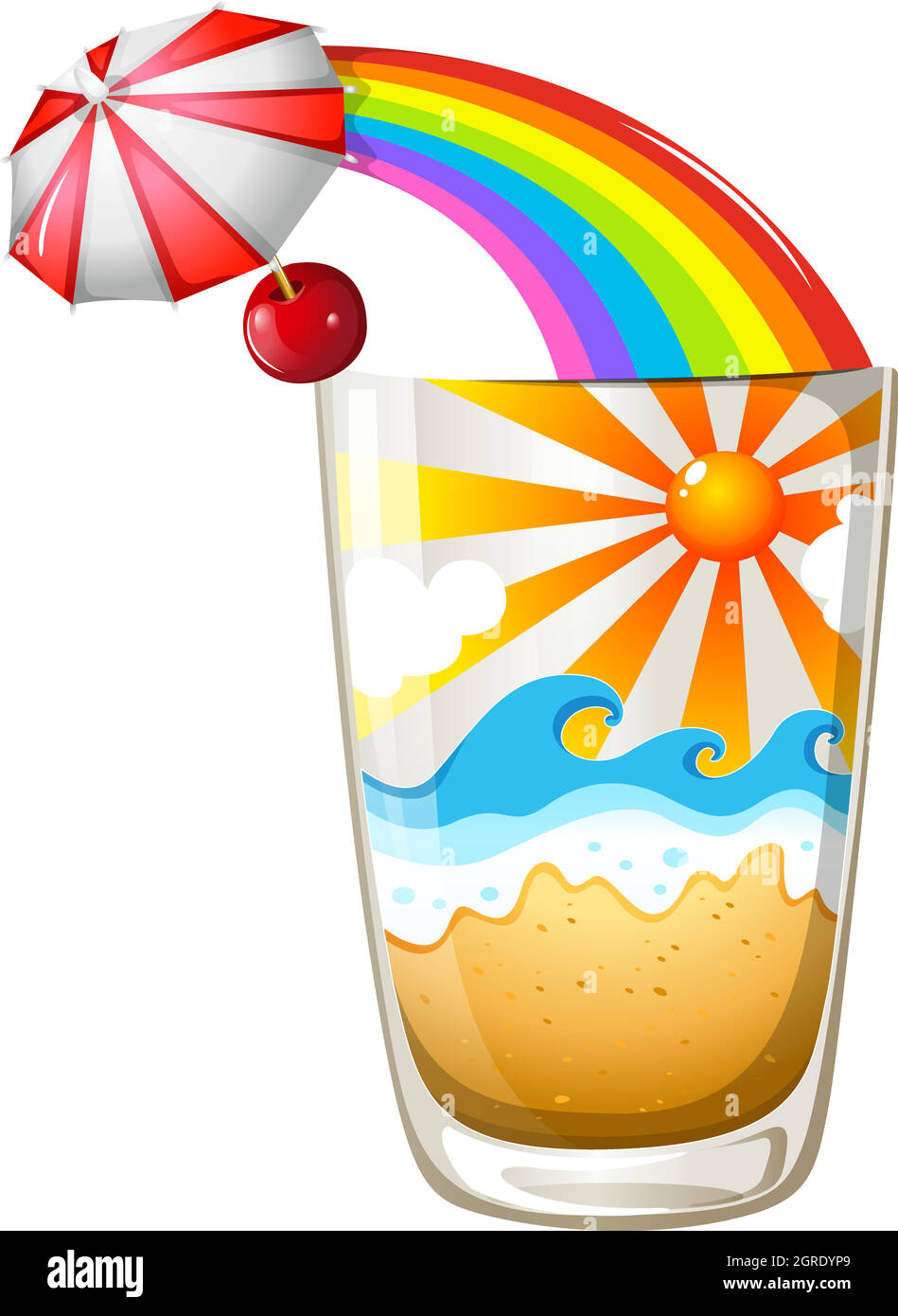 A glass with a summer template Stock Vector