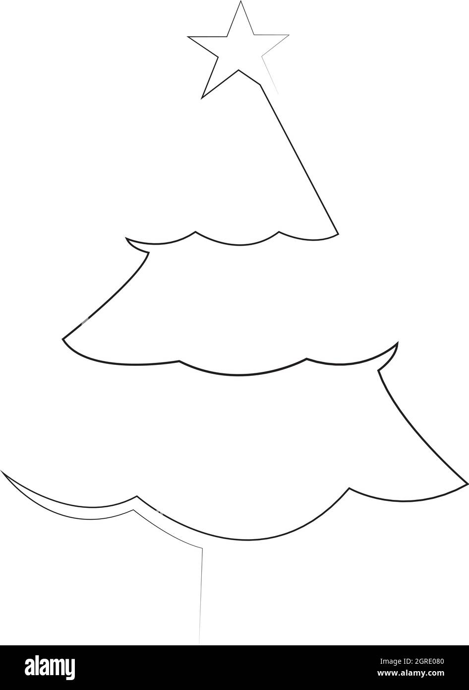 Christmas holiday tree with star single line art vector icon for apps and websites. Stock Vector