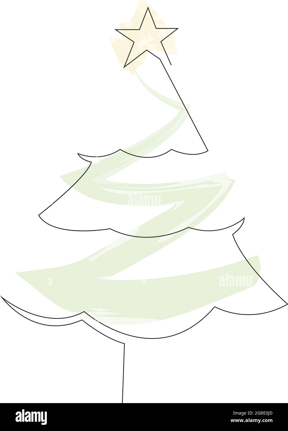 Christmas holiday tree with star single line art vector icon for apps ...
