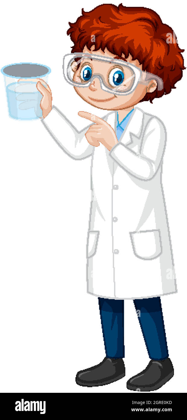 A boy cartoon character wearing laboratory coat Stock Vector Image