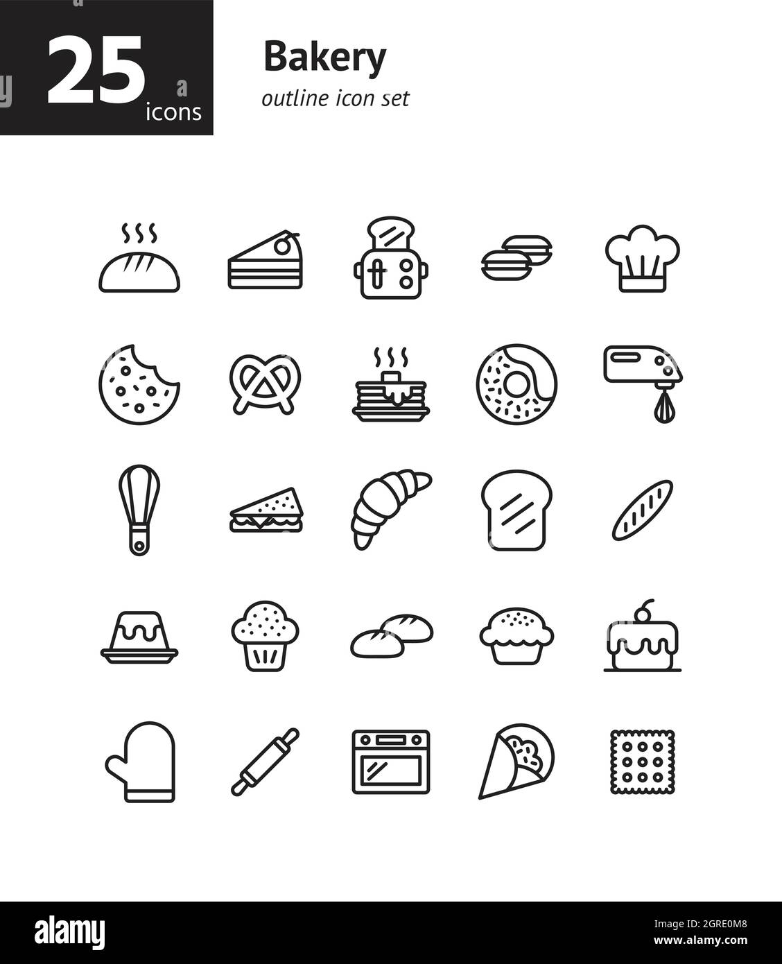 Bakery outline icon set. Vector and Illustration Stock Vector Image ...