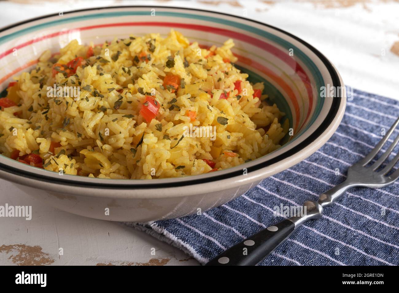 Basmati rice with curry and vegetables Stock Photo Alamy