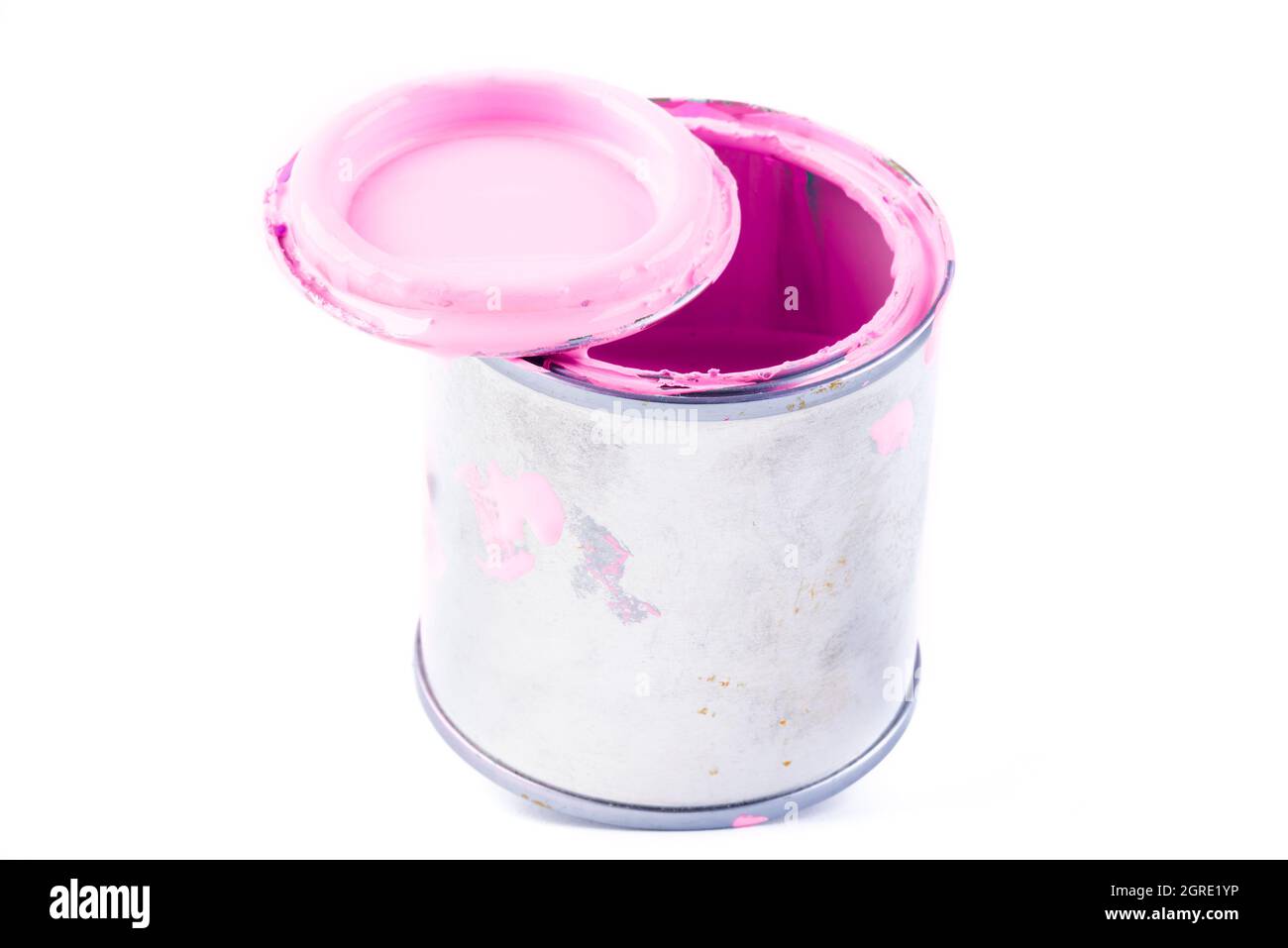 Open can of paint isolated on white background Stock Photo Alamy
