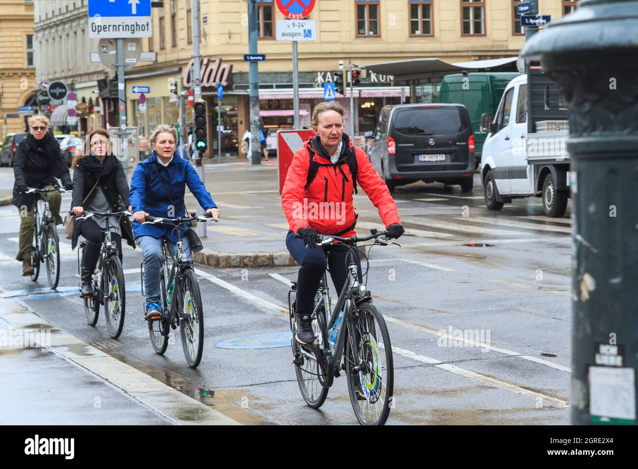 VIENNA, AUSTRIA - MAY 16, 2019: This is a mass cycling in the city on  special bike paths, despite the bad weather Stock Photo - Alamy