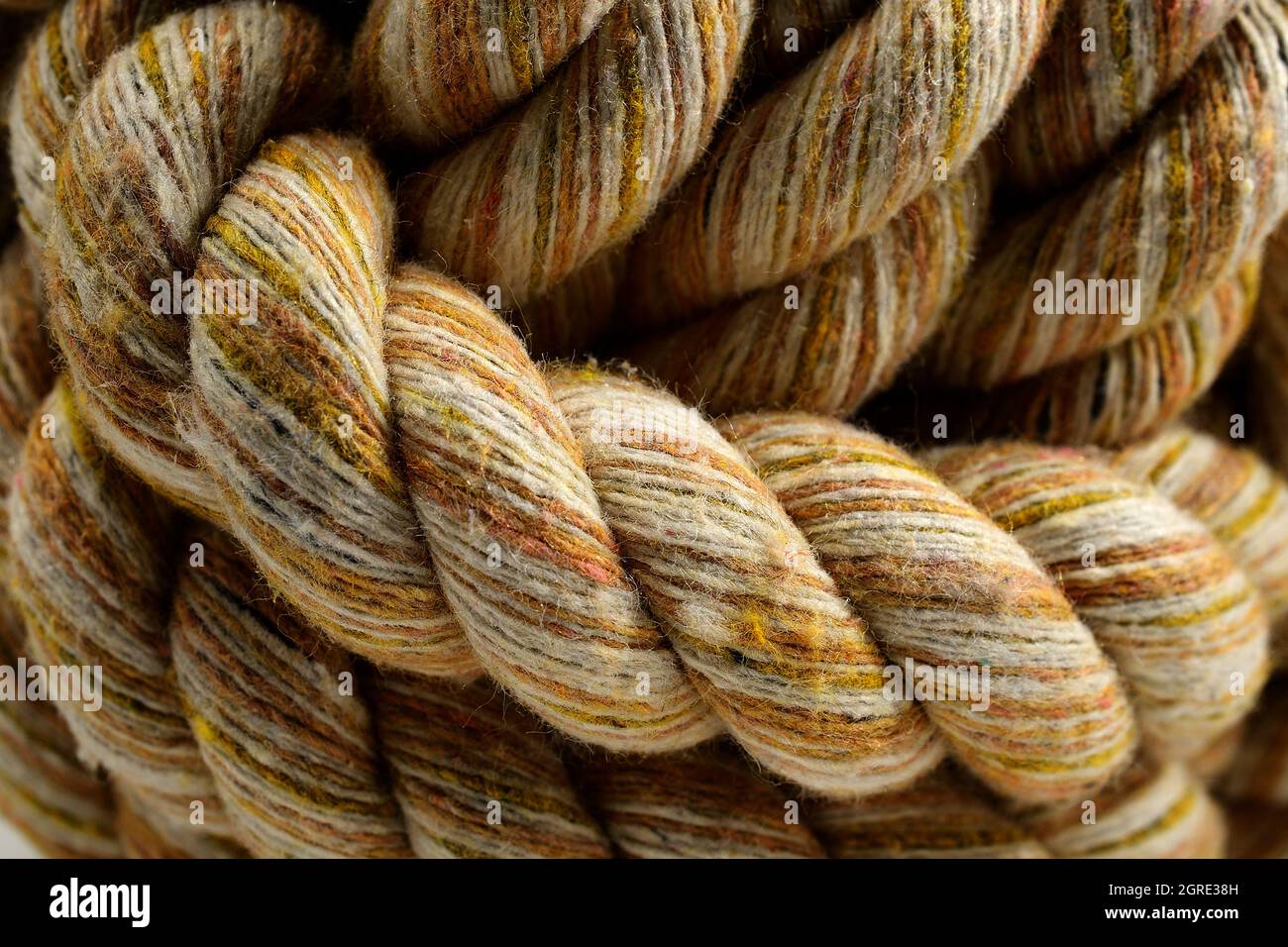 closeup of a ball of thick rope Stock Photo