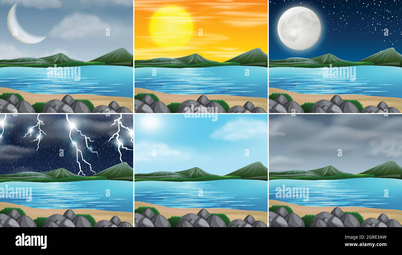 Set of nature landscape Stock Vector Image & Art - Alamy
