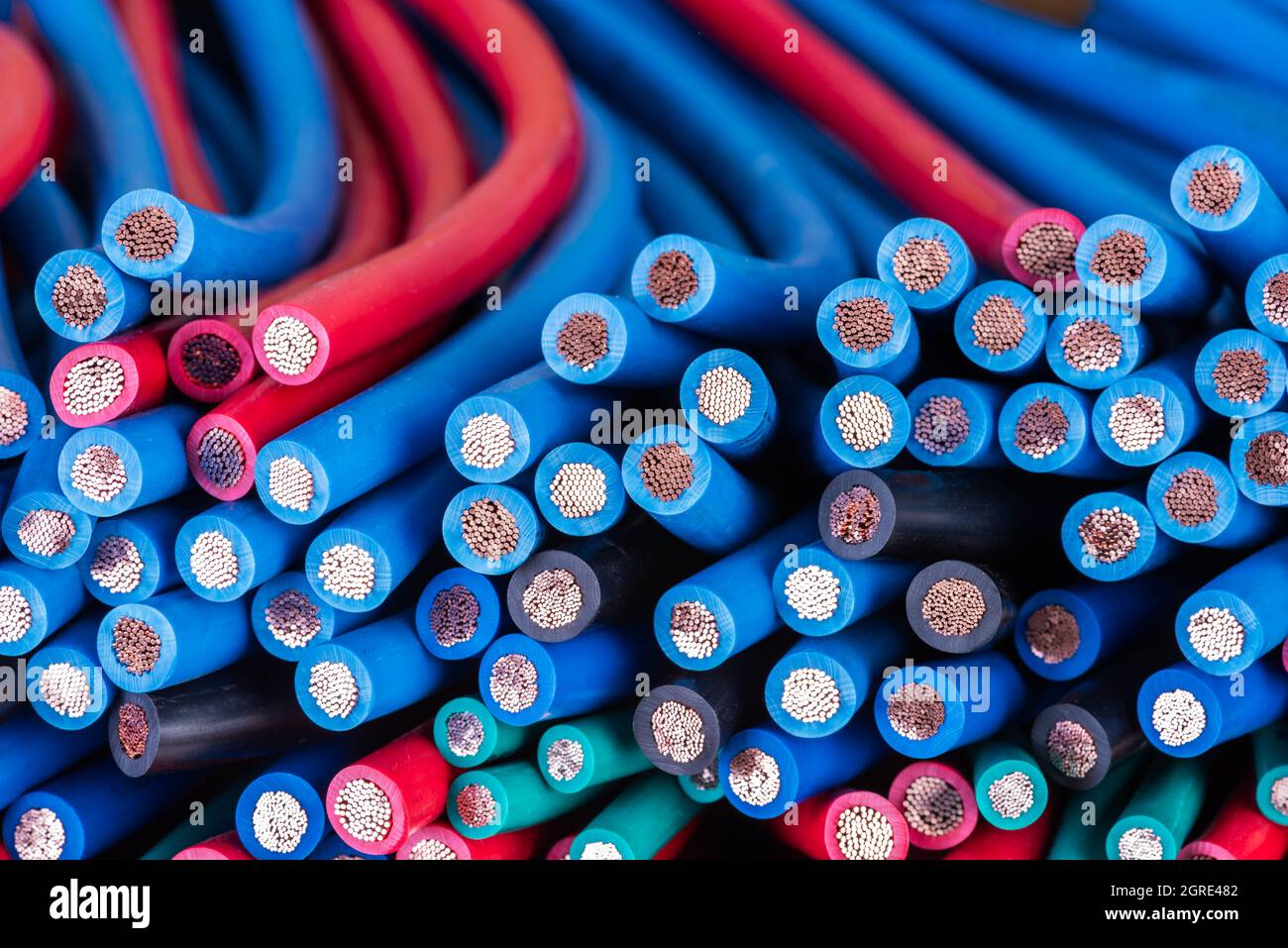 Electrical copper power supply cable close-up Stock Photo