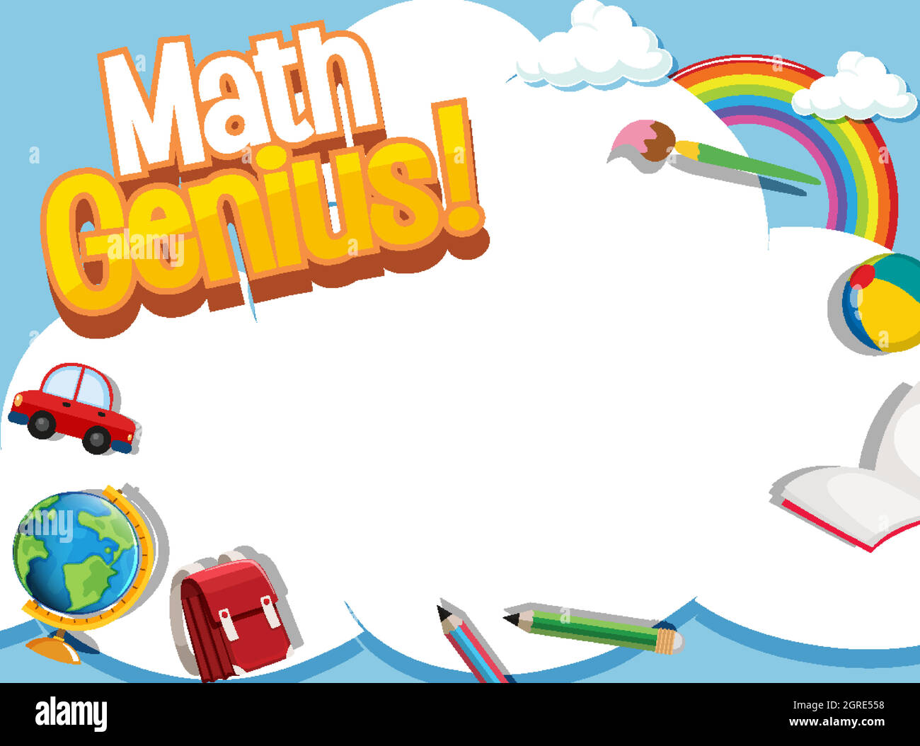 Frame design template with school items and sky background Stock Vector ...