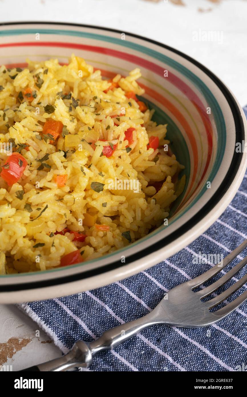 Basmati rice with curry and vegetables Stock Photo Alamy