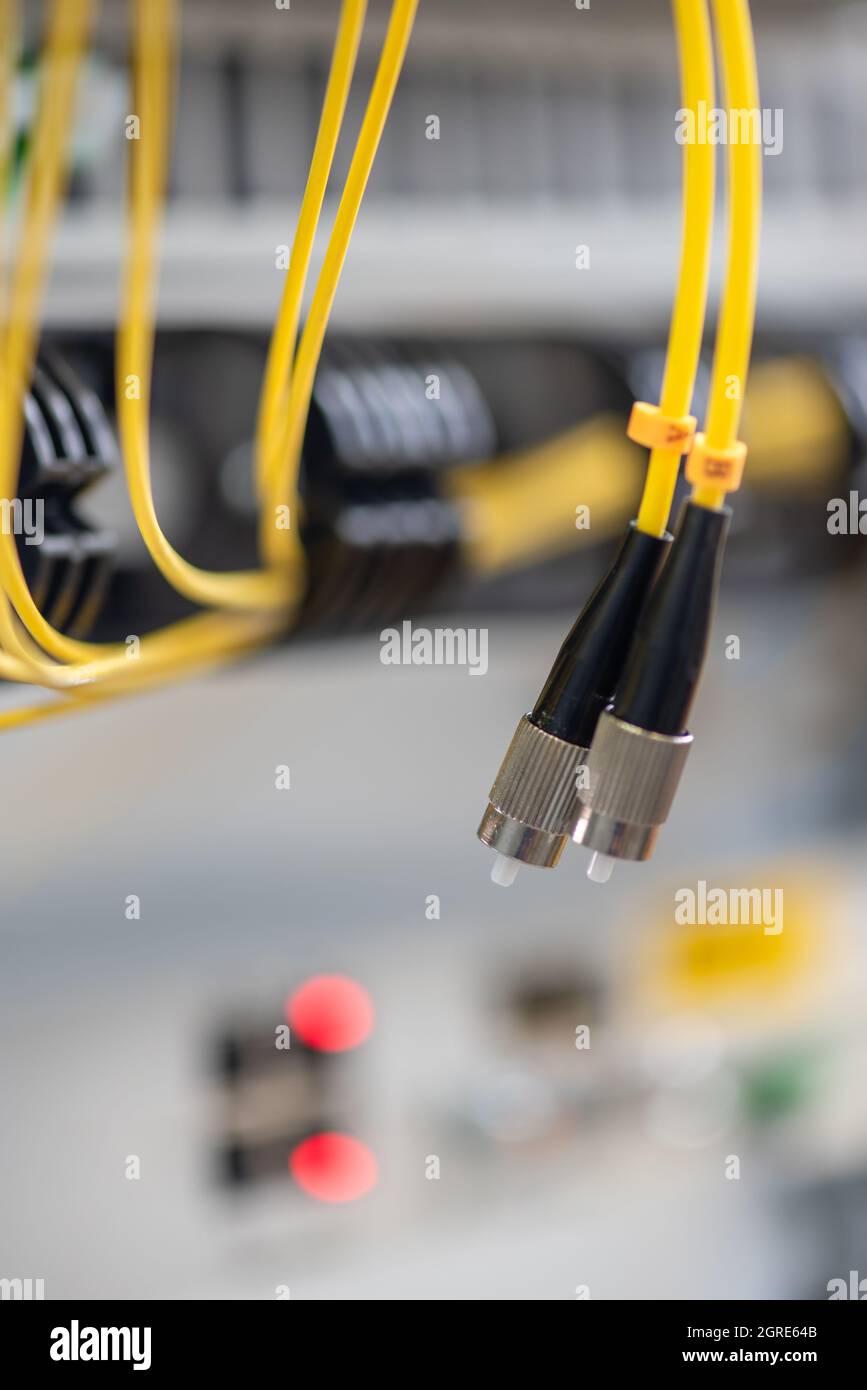 Fiber optical patch cord cable used at installation high speed gigabit equipment in