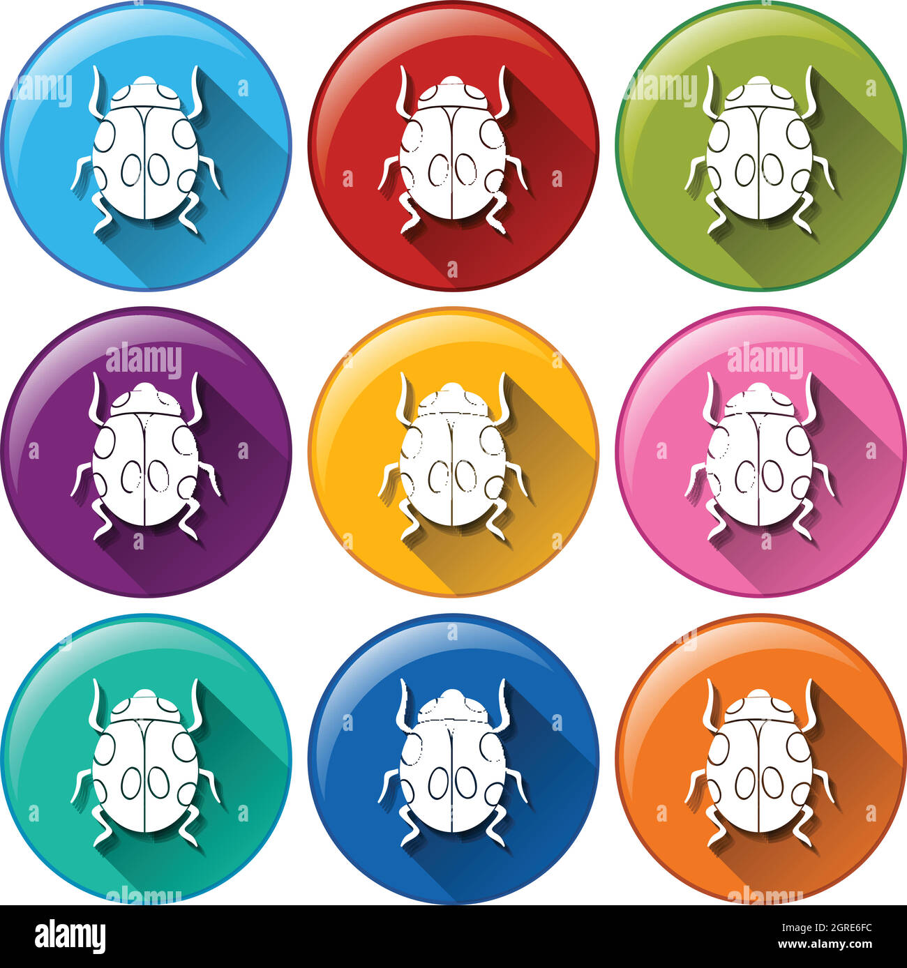 Round icons with bugs Stock Vector