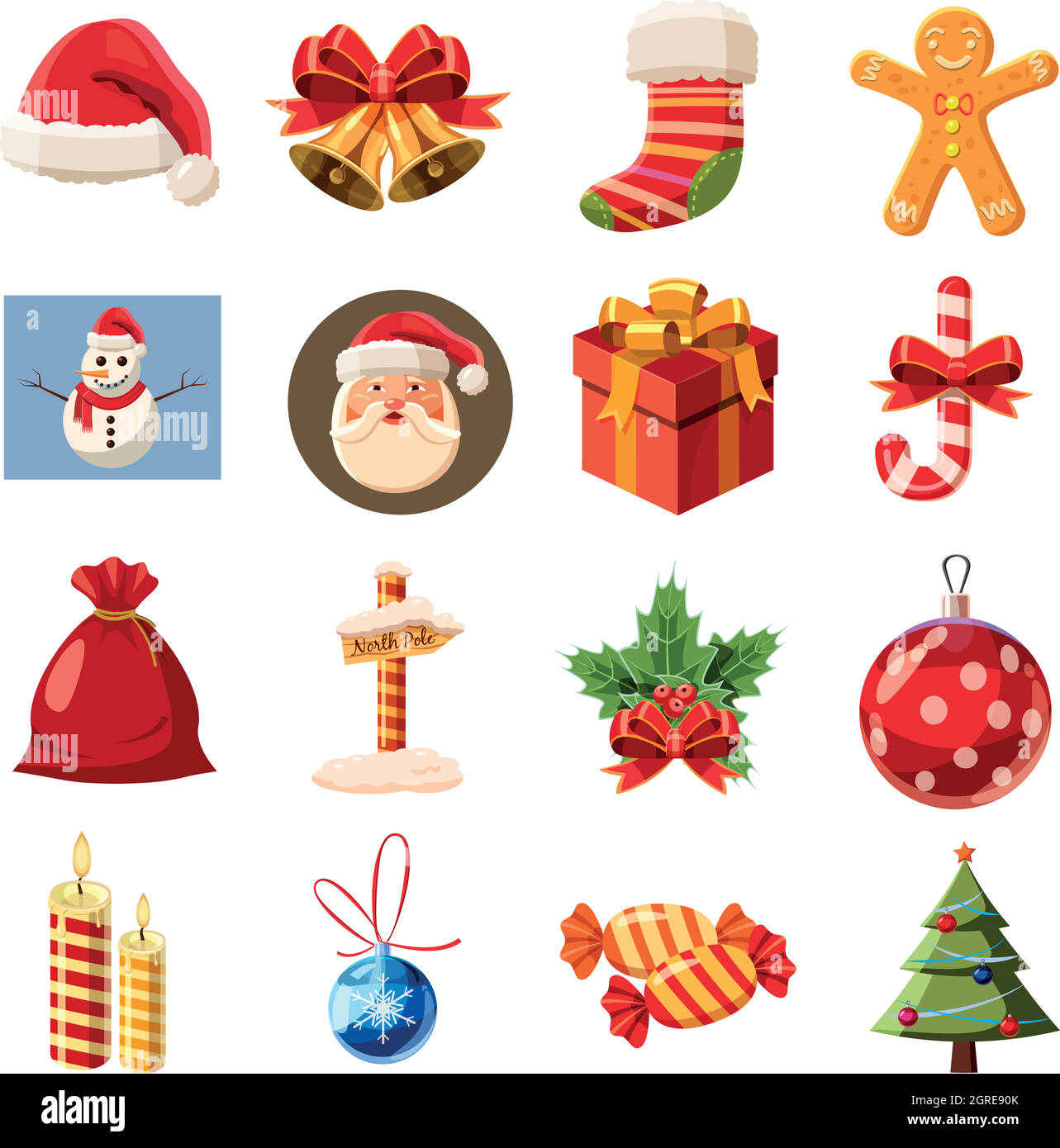Christmas icons set, isometric 3d style Stock Vector