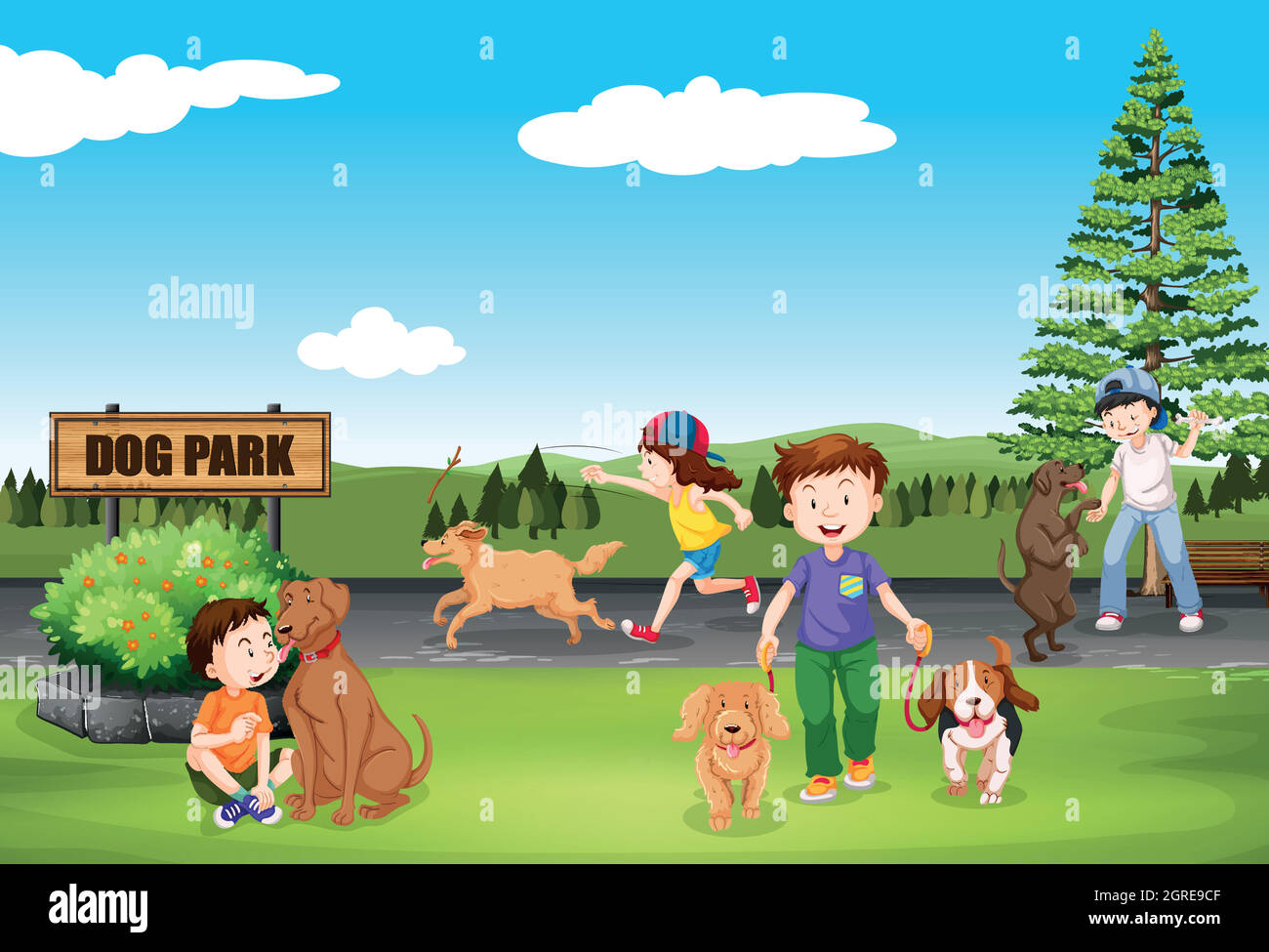 People at dog park Stock Vector Image & Art Alamy