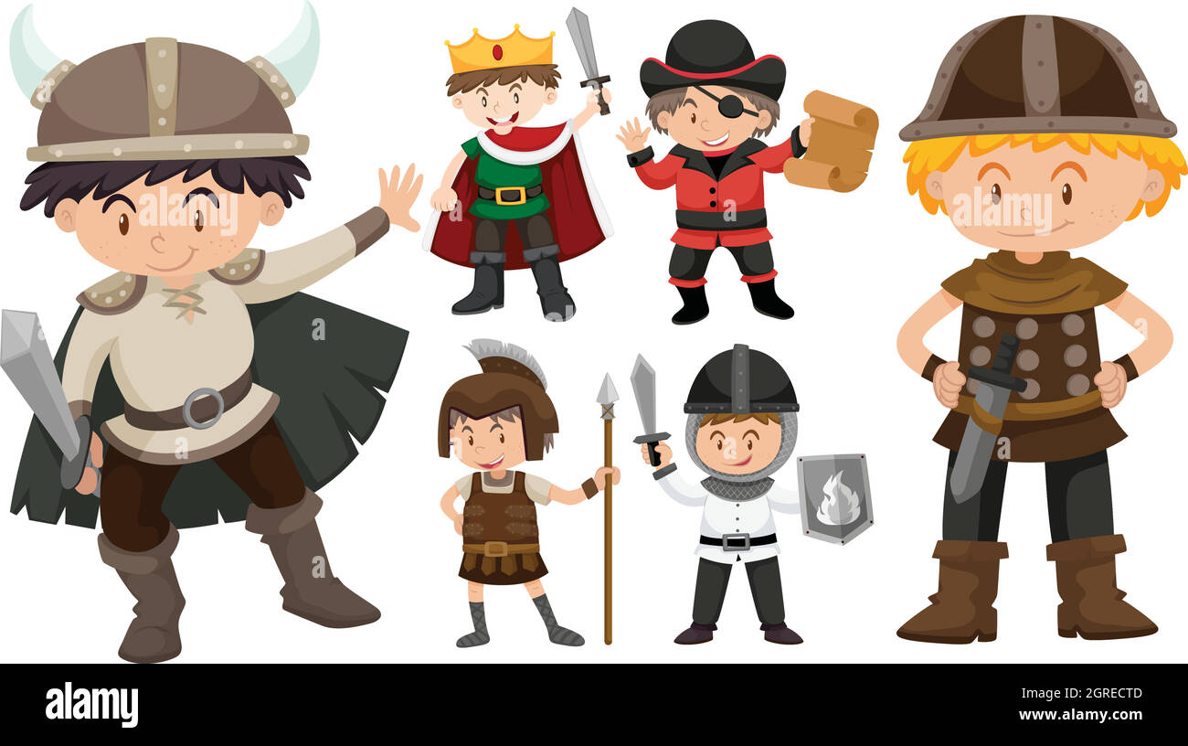 Boys in different costumes Stock Vector