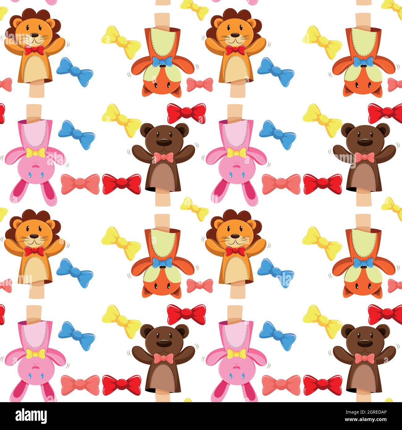 Seamless background with puppets and bows Stock Vector