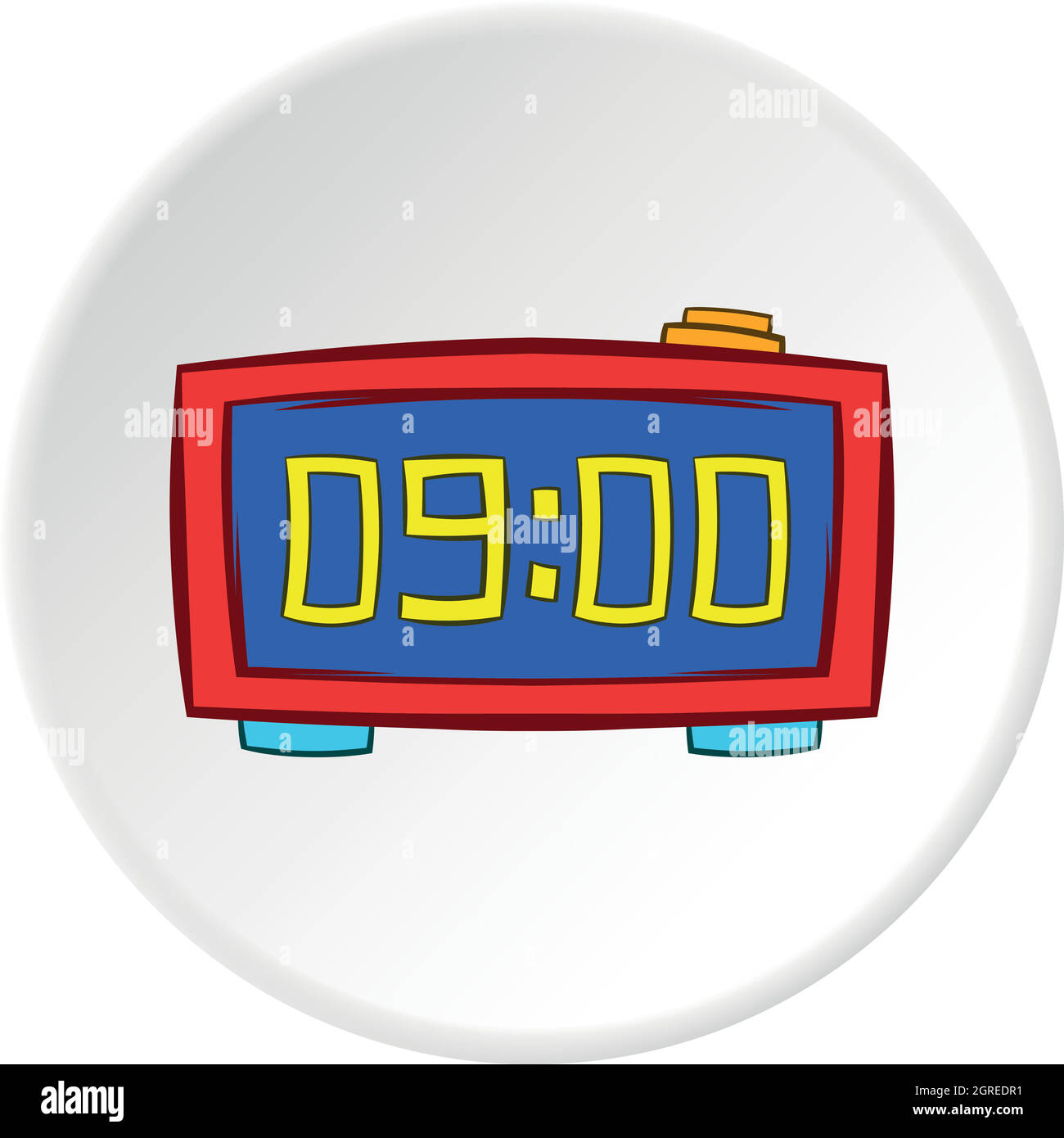 Digital alarm clock icon, cartoon style Stock Vector