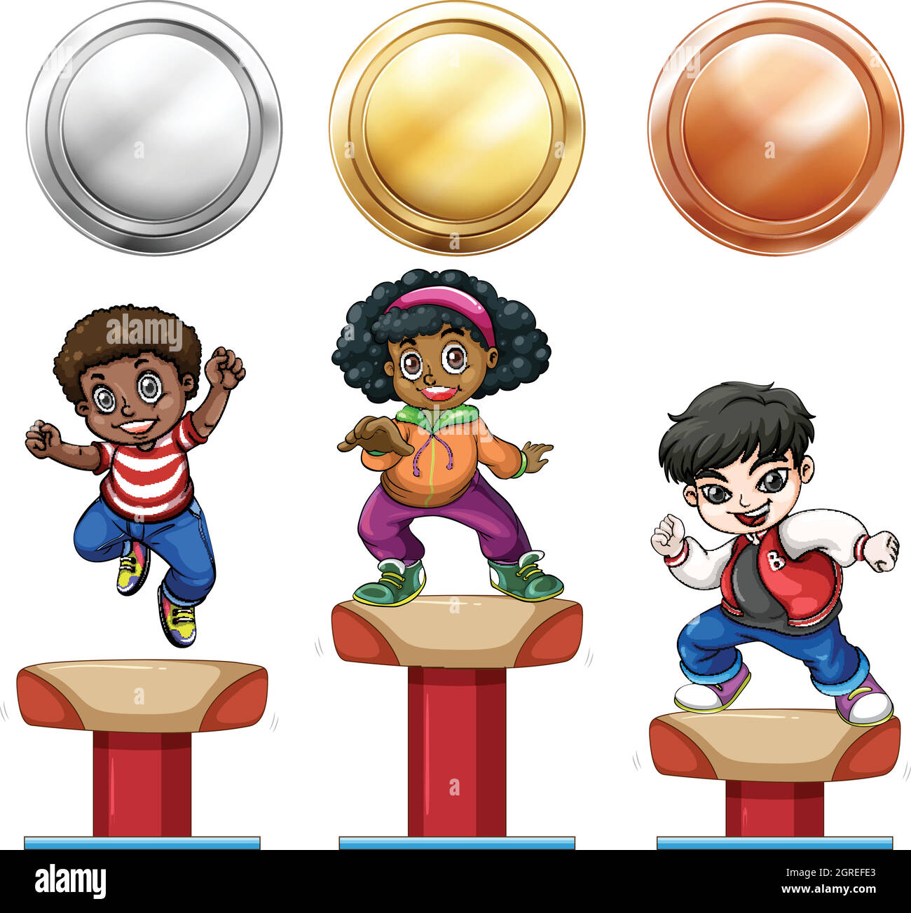 Sport medals and children on balance bar Stock Vector Image & Art Alamy