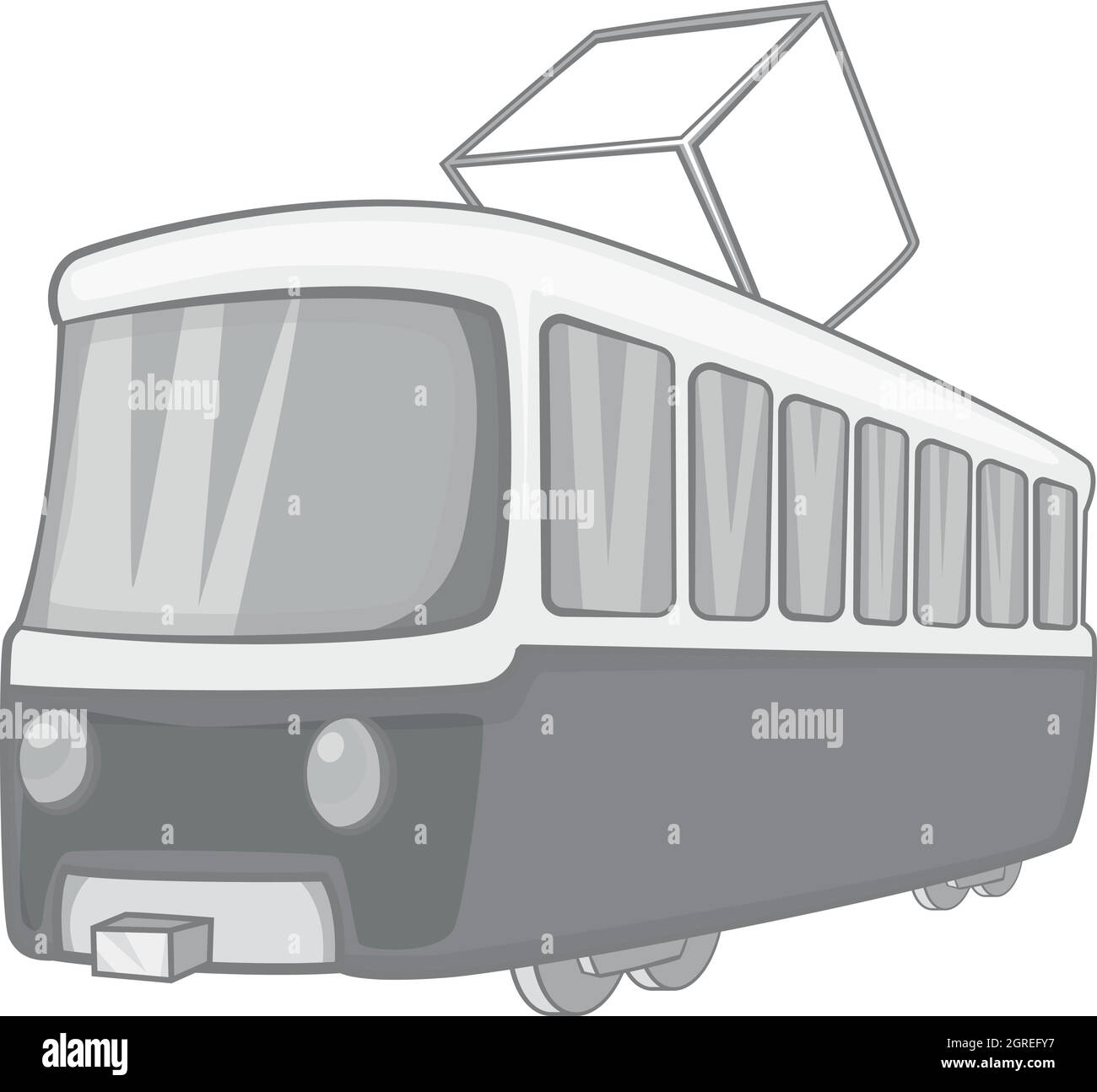 Tram icon, black monochrome style Stock Vector
