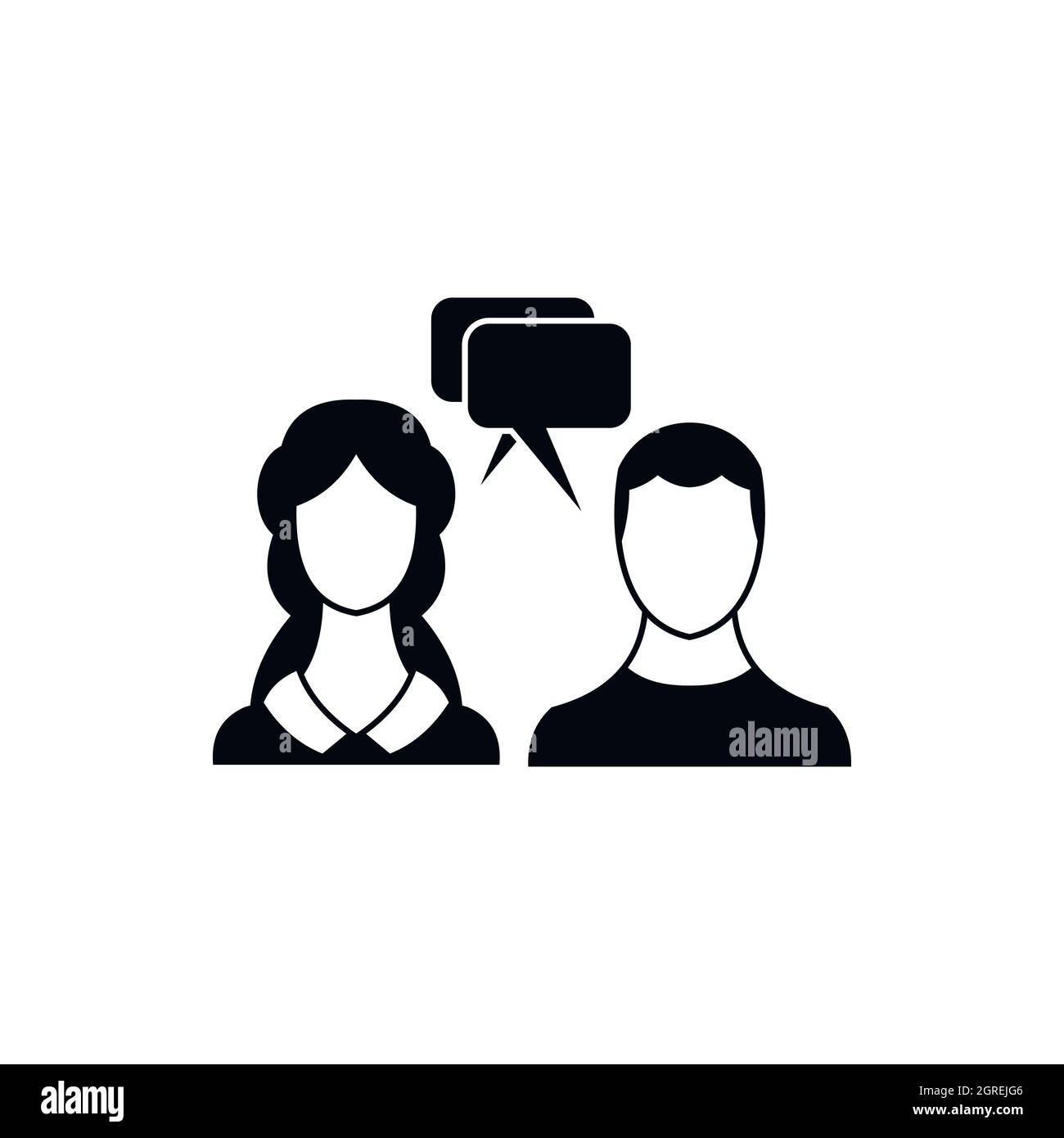 Speech bubbles with two faces icon, simple style Stock Vector Image ...