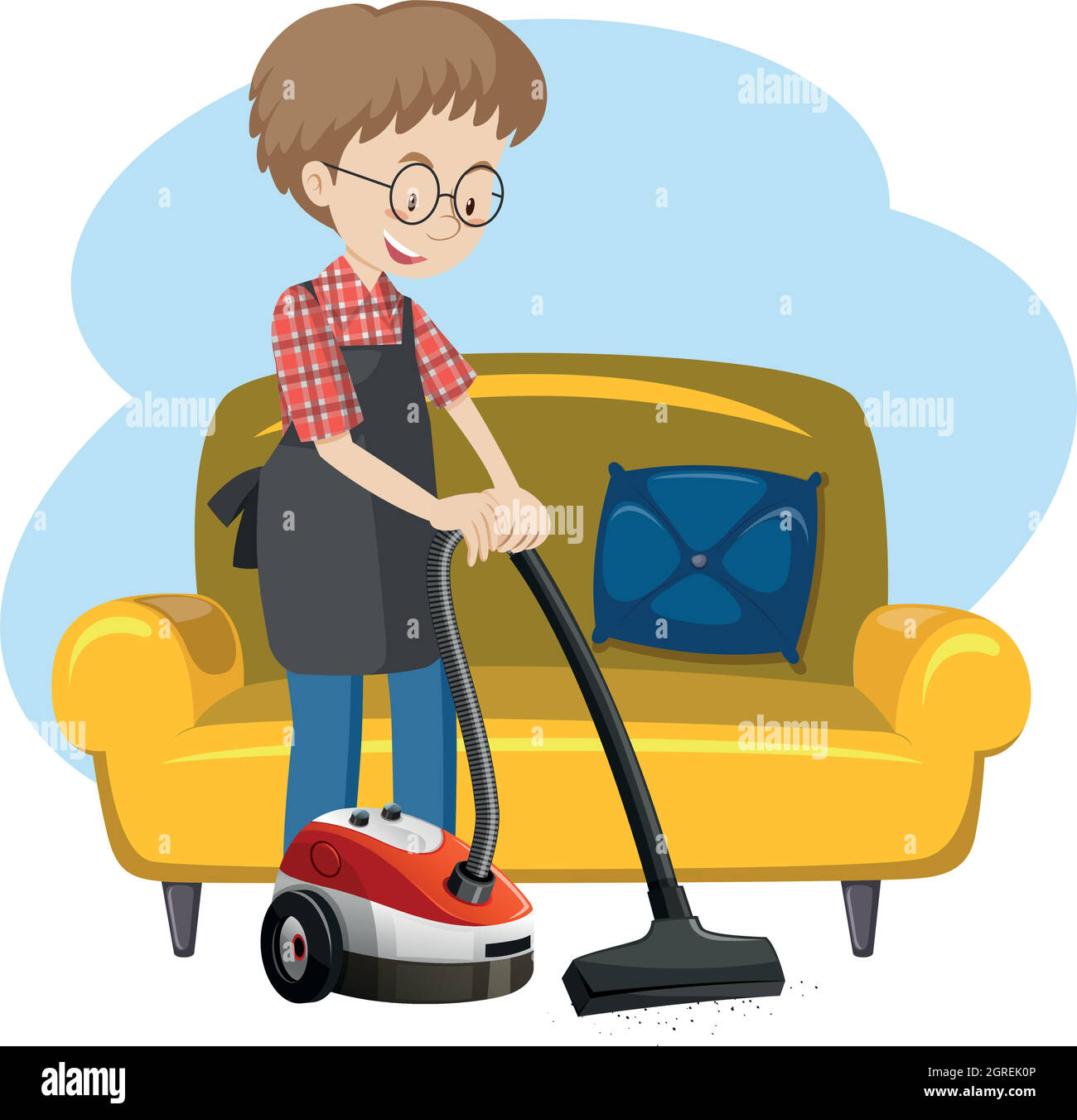 man cleaning house clipart cartoon