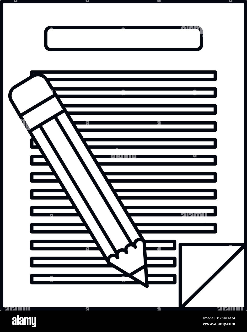 Lined paper and pencil icon, outline style Stock Vector Image & Art Alamy