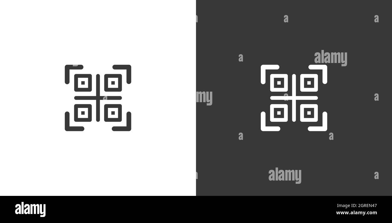 QR code. Web and shopping payment technology. Isolated icon on black and white background. Commerce glyph vector illustration Stock Vector