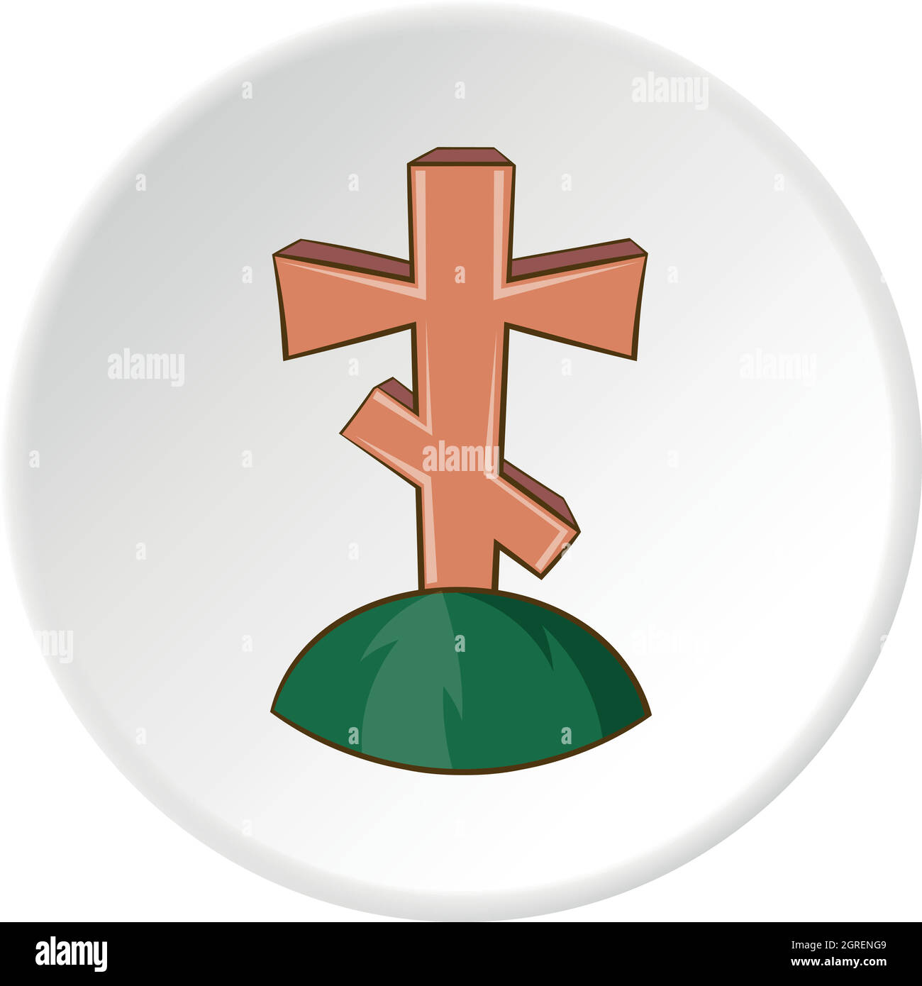 Grave cross icon, cartoon style Stock Vector