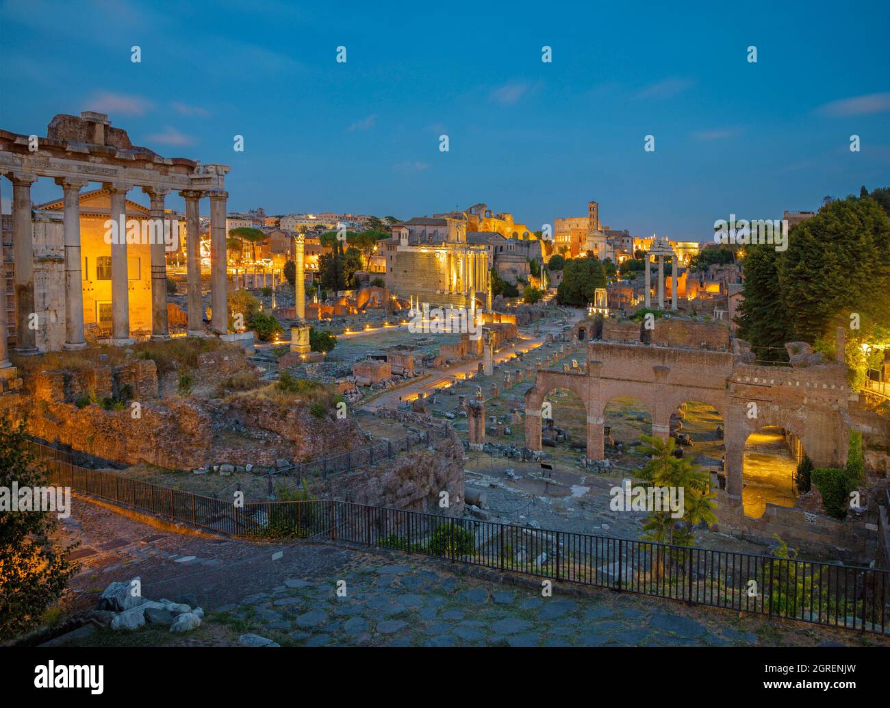 Rome Forum Romanum at dusk Stock Photo Alamy