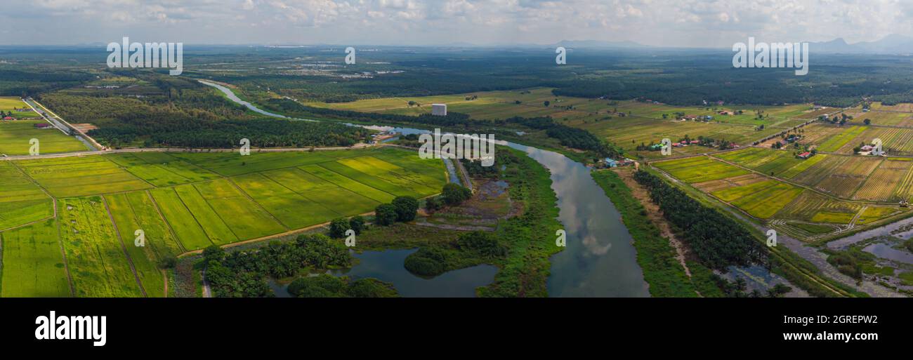 Aerial View Of Agriculture Land Paddy Fields In Sungai Rambai Melaka Malaysia Stock Photo Alamy