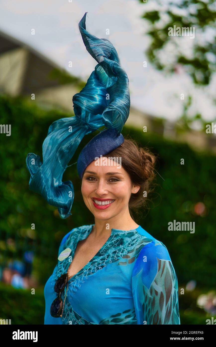 Beautiful woman wearing a stylish hat on Ascot Ladies Day Stock Photo