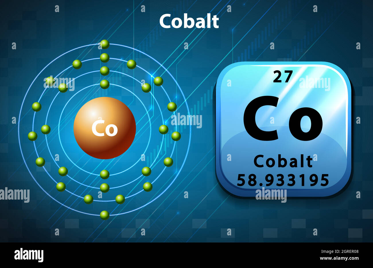 Symbol and electron number of Cobalt Stock Vector
