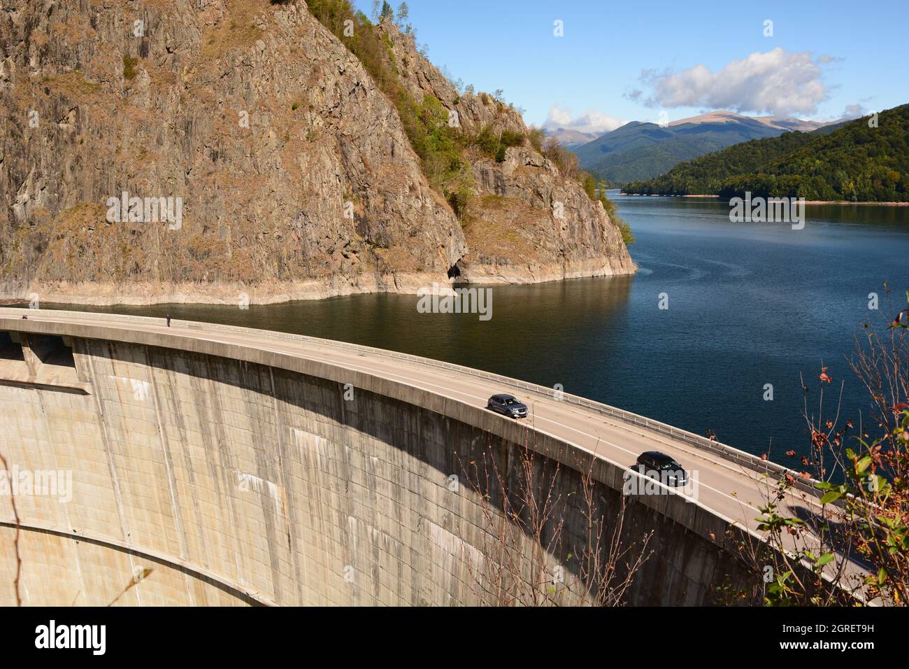 View of Vidraru Dam. Fagaras mountains. Romania Stock Photo