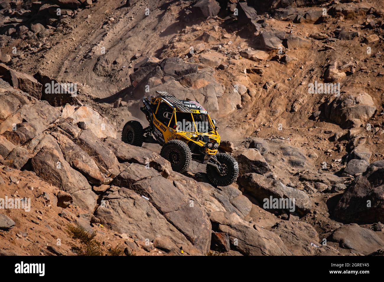 Off-road Can Am Maverick Racing Through The Desert During King Of Hammers Event Stock Photo