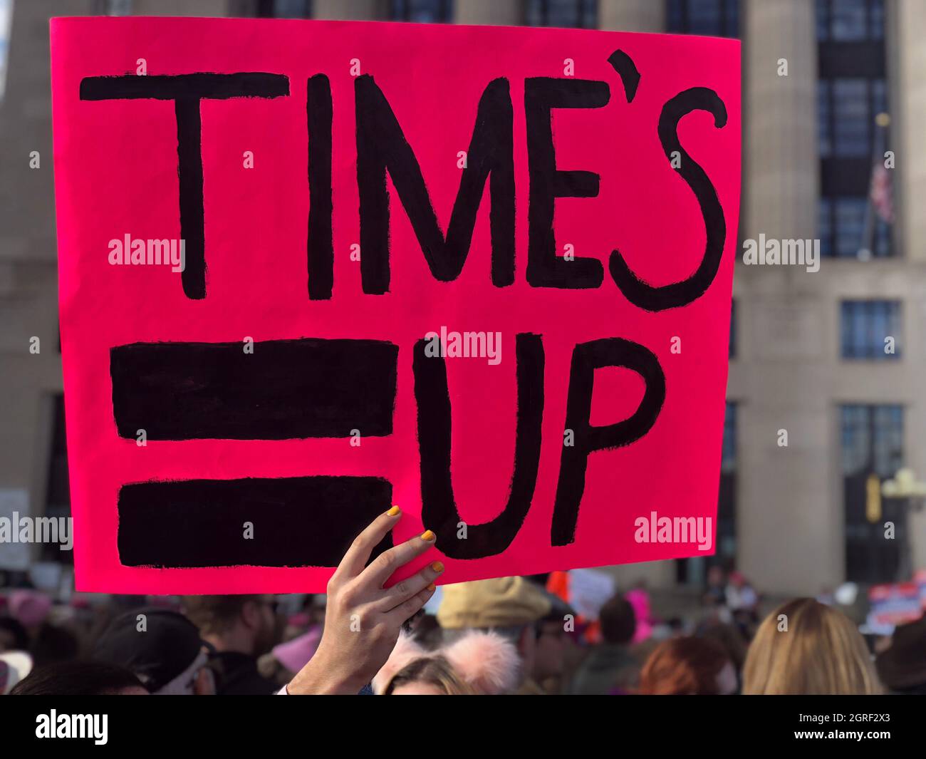 Protest Sign Times Up Womens March Me Too Movement Stock Photo Alamy