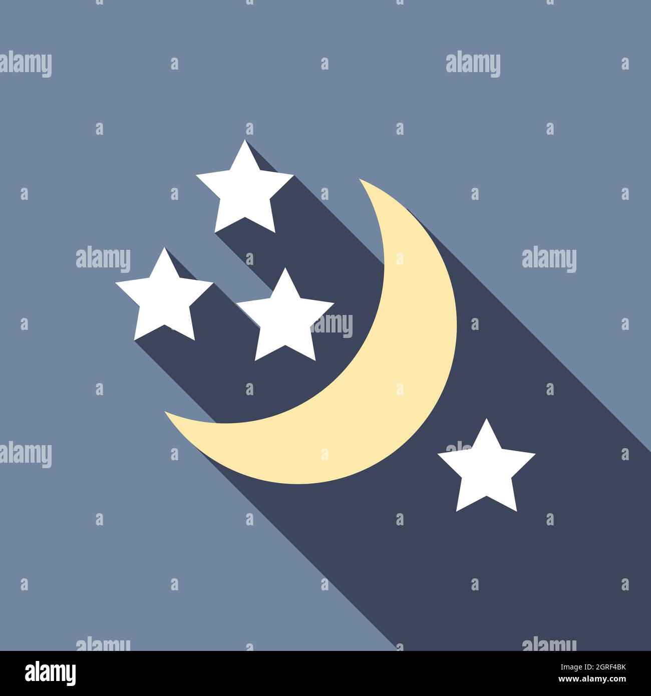 Half moon and stars icon, flat style Stock Vector