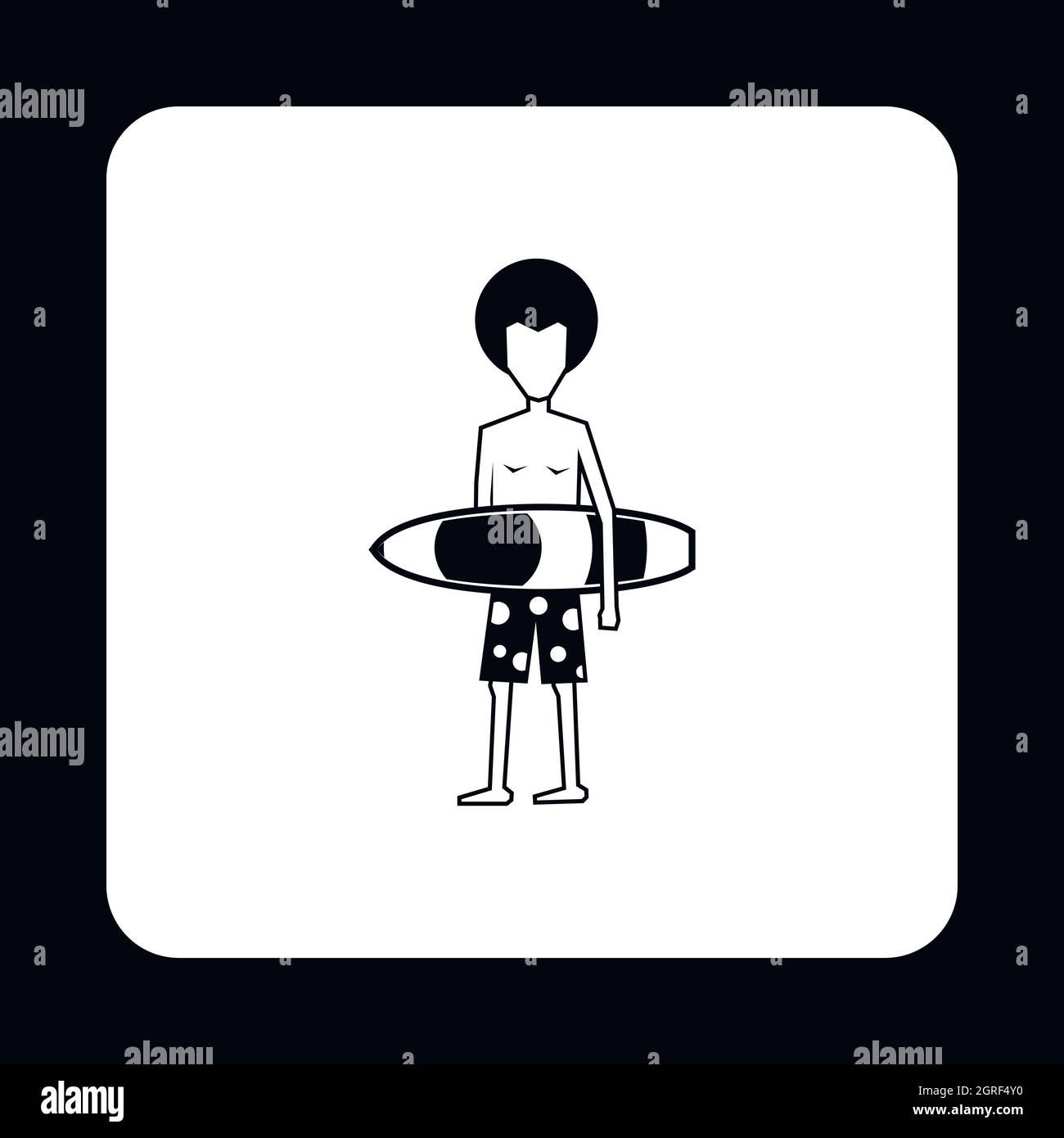Surfer man holding surfboard icon Stock Vector