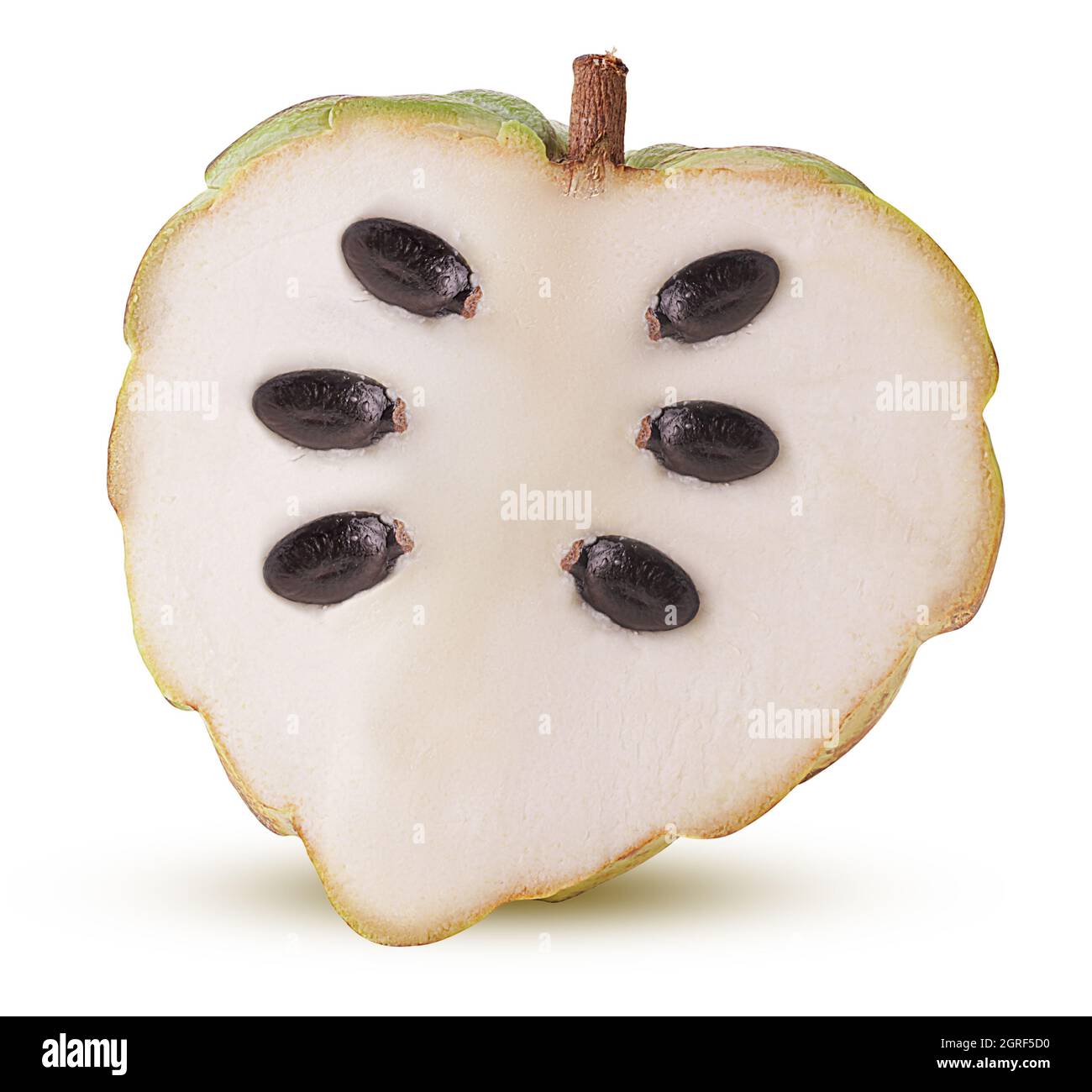 Sugar-apple, fruit of Annona squamosa cherimoya cut in half isolated on ...