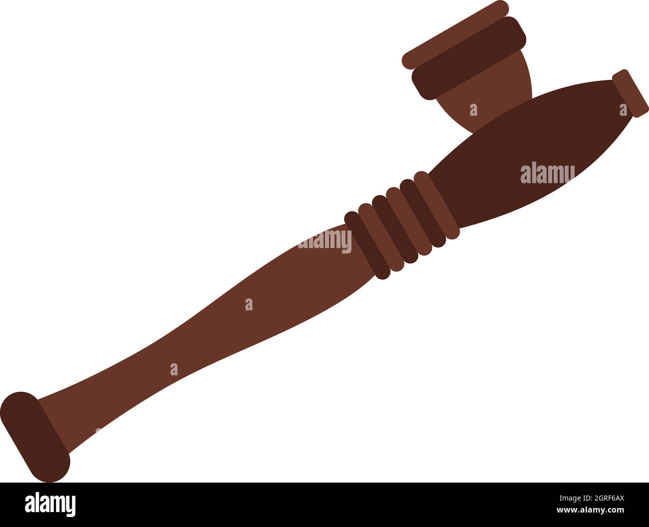 Wooden hashish pipe icon, flat style Stock Vector